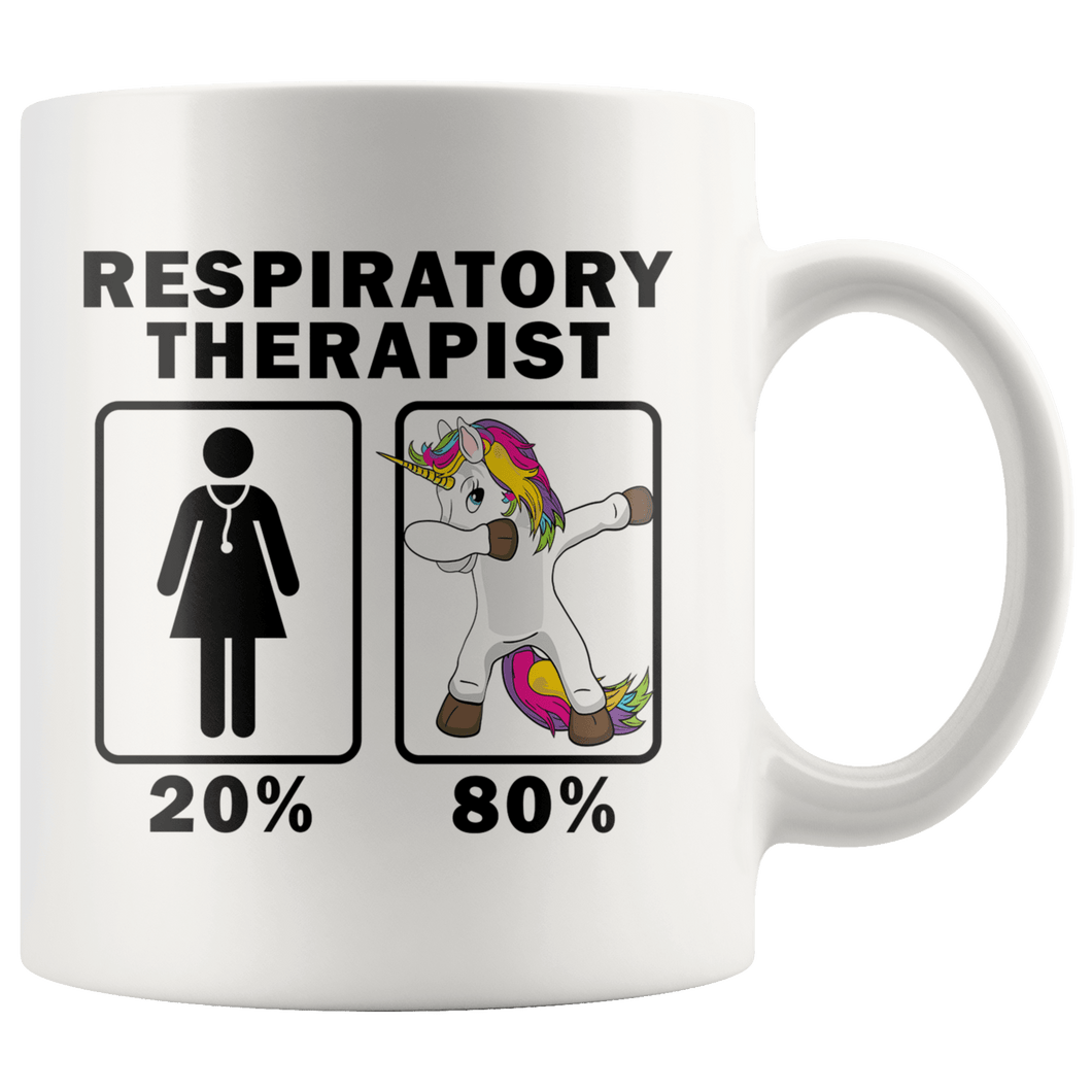 RobustCreative-Respiratory Therapist Dabbing Unicorn 80 20 Principle Superhero Girl Womens - 11oz White Mug Medical Personnel Gift Idea