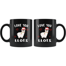 Load image into Gallery viewer, RobustCreative-Love You LLots Llama Lover Santas Hat Heart Glasses Cute - 11oz Black Mug Christmas gift idea Gift Idea

