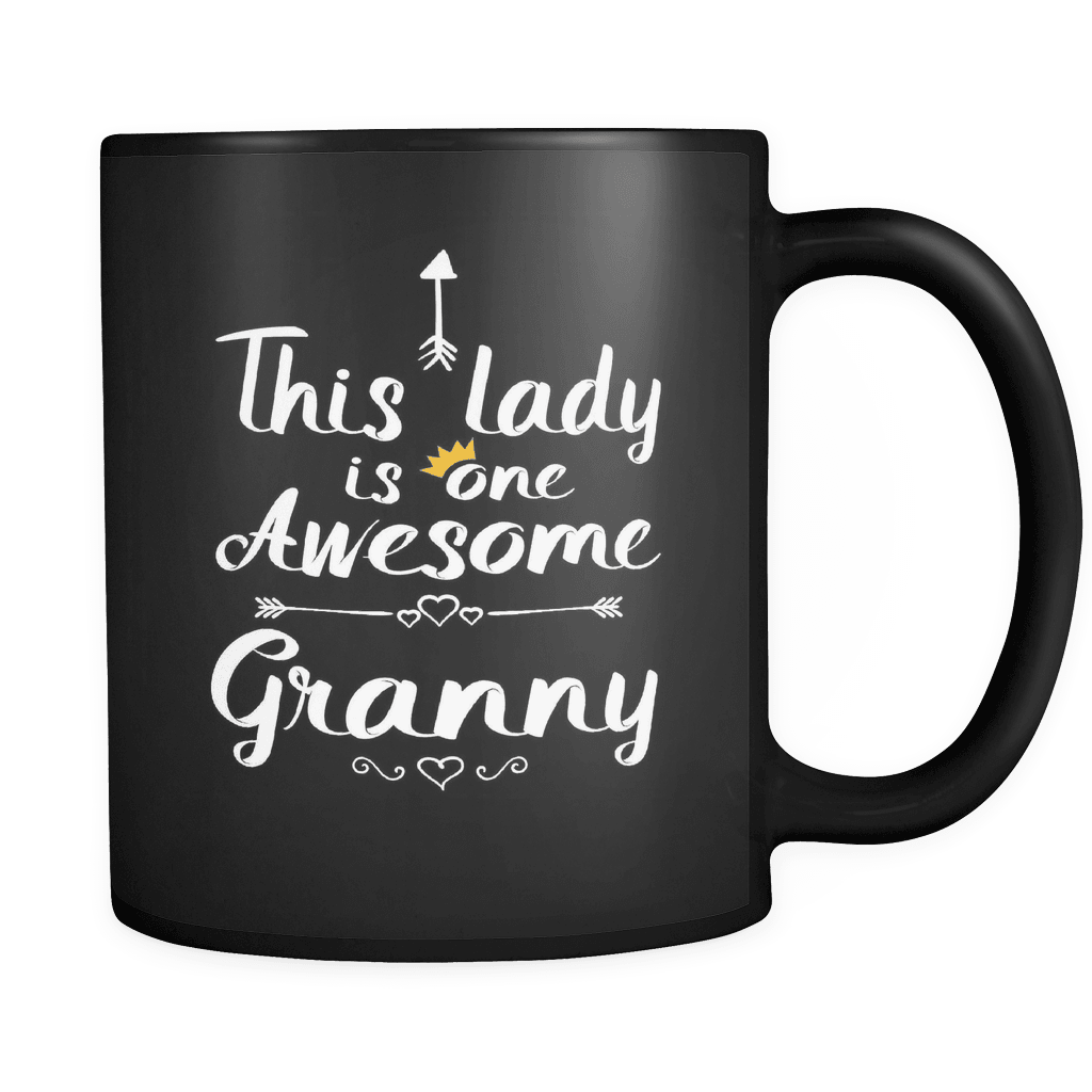 RobustCreative-One Awesome Granny - Birthday Gift 11oz Funny Black Coffee Mug - Mothers Day B-Day Party - Women Men Friends Gift - Both Sides Printed (Distressed)