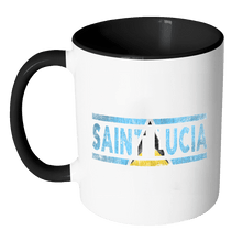 Load image into Gallery viewer, RobustCreative-Retro Vintage Flag Saint Lucian Saint Lucia 11oz Black &amp; White Coffee Mug ~ Both Sides Printed
