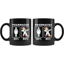 Load image into Gallery viewer, RobustCreative-Pharmacist Dabbing Unicorn 80 20 Principle Superhero Girl Womens - 11oz Black Mug Medical Personnel Gift Idea
