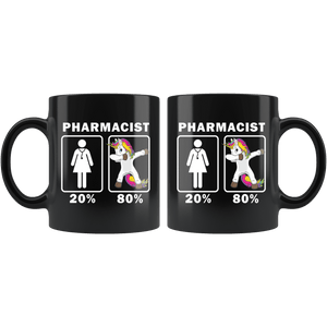 RobustCreative-Pharmacist Dabbing Unicorn 80 20 Principle Superhero Girl Womens - 11oz Black Mug Medical Personnel Gift Idea