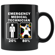 Load image into Gallery viewer, RobustCreative-Emergency Medical Technician Dabbing Unicorn 80 20 Principle Graduation Gift Mens - 11oz Black Mug Medical Personnel Gift Idea
