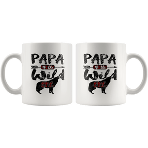 RobustCreative-Strong Papa of the Wild One Wolf 1st Birthday Wolves - 11oz White Mug plaid pajamas Gift Idea