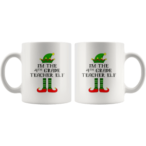 RobustCreative-Im The 4th Grade Teacher Elf Christmas Teaching's - 11oz White Mug I Just Really Like to Teach Cute Tiny Humans Gift Idea