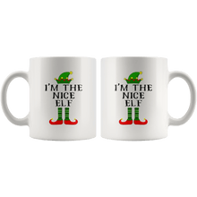 Load image into Gallery viewer, RobustCreative-Im The Nice Elf Matching Family Christmas - 11oz White Mug Christmas group green pjs costume Gift Idea
