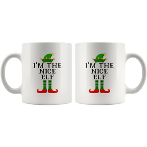 RobustCreative-Im The Nice Elf Matching Family Christmas - 11oz White Mug Christmas group green pjs costume Gift Idea