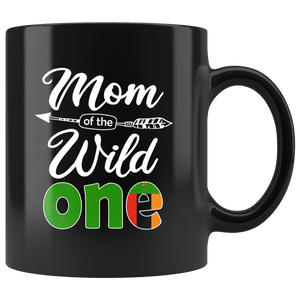 RobustCreative-Zambian Mom of the Wild One Birthday Zambia Flag Black 11oz Mug Gift Idea
