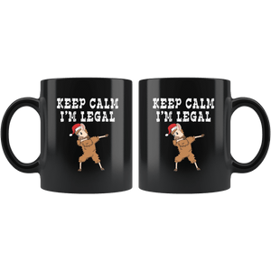 RobustCreative-Llama Dabbing Santa Keep Calm Im Legal Alpaca Peru Cute - 11oz Black Mug Christmas gift idea Gift Idea