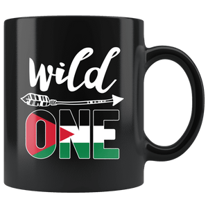 RobustCreative-Jordan Wild One Birthday Outfit 1 Jordanian Flag Black 11oz Mug Gift Idea