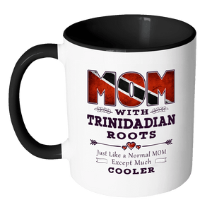 RobustCreative-Best Mom Ever with Trinidadian Roots - Trinidad  Flag 11oz Funny Black & White Coffee Mug - Mothers Day Independence Day - Women Men Friends Gift - Both Sides Printed (Distressed)