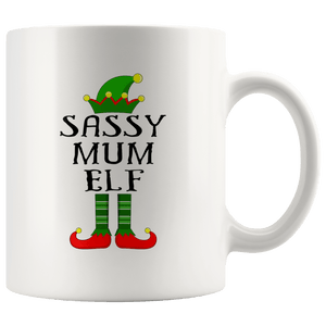 RobustCreative-Im The Sassy Mum Elf Family Matching Outfits PJ - 11oz White Mug Christmas group green pjs costume Gift Idea