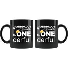 Load image into Gallery viewer, RobustCreative-Granddaddy of Mr Onederful  1st Birthday Baby Boy Outfit Black 11oz Mug Gift Idea
