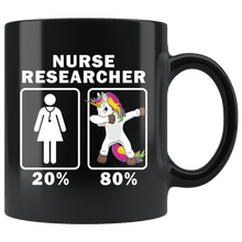 Load image into Gallery viewer, RobustCreative-Nurse Researcher Dabbing Unicorn 80 20 Principle Superhero Girl Womens - 11oz Black Mug Medical Personnel Gift Idea
