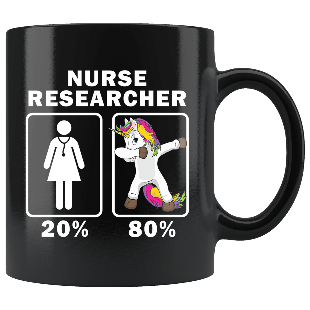 RobustCreative-Nurse Researcher Dabbing Unicorn 80 20 Principle Superhero Girl Womens - 11oz Black Mug Medical Personnel Gift Idea