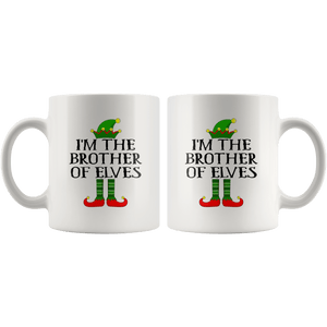 RobustCreative-Im The Brother of Elves Family Matching Elf Outfits PJ - 11oz White Mug Christmas group green pjs costume Gift Idea