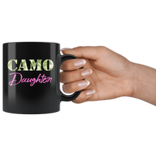 Load image into Gallery viewer, RobustCreative-Military Daughter Camo Camo Hard Charger Squared Away - Military Family 11oz Black Mug Retired or Deployed support troops Gift Idea - Both Sides Printed

