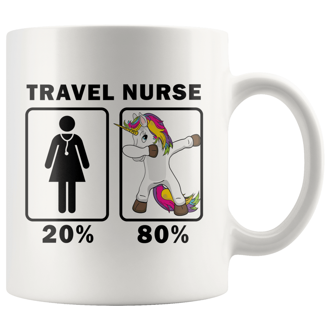 RobustCreative-Travel Nurse Dabbing Unicorn 80 20 Principle Superhero Girl Womens - 11oz White Mug Medical Personnel Gift Idea