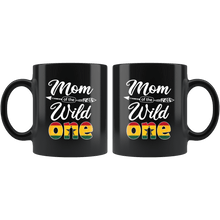 Load image into Gallery viewer, RobustCreative-Ghanaian Mom of the Wild One Birthday Ghana Flag Black 11oz Mug Gift Idea
