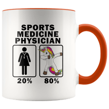 Load image into Gallery viewer, RobustCreative-Sports Medicine Physician Dabbing Unicorn 80 20 Principle Superhero Girl Womens - 11oz Accent Mug Medical Personnel Gift Idea
