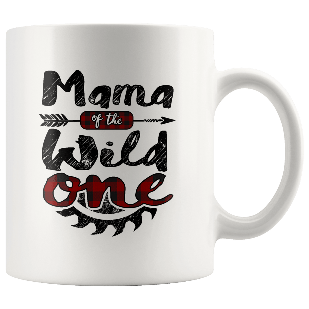 RobustCreative-Mama of the Wild One Lumberjack Woodworker Sawdust - 11oz White Mug measure once plaid pajamas Gift Idea