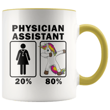 Load image into Gallery viewer, RobustCreative-Physician Assistant Dabbing Unicorn 80 20 Principle Superhero Girl Womens - 11oz Accent Mug Medical Personnel Gift Idea
