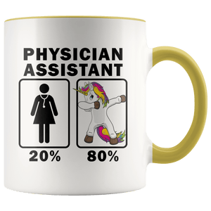 RobustCreative-Physician Assistant Dabbing Unicorn 80 20 Principle Superhero Girl Womens - 11oz Accent Mug Medical Personnel Gift Idea