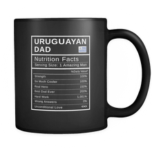 Load image into Gallery viewer, RobustCreative-Uruguayan Dad, Nutrition Facts Fathers Day Hero Gift - Uruguayan Pride 11oz Funny Black Coffee Mug - Real Uruguay Hero Papa National Heritage - Friends Gift - Both Sides Printed
