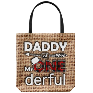 RobustCreative-Daddy of Mr Onederful  1st Birthday Boy Buffalo Plaid Tote Bag Gift Idea