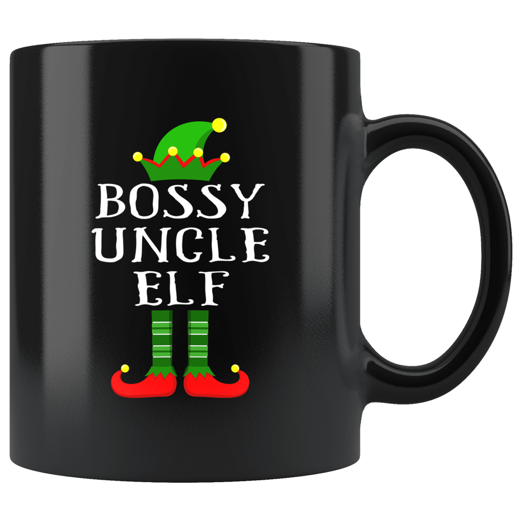 RobustCreative-Im The Bossy Uncle Elf Family Matching Outfits PJ - 11oz Black Mug Christmas group green pjs costume Gift Idea