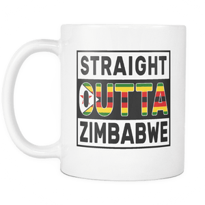 RobustCreative-Straight Outta Zimbabwe - Zimbabwean Flag 11oz Funny White Coffee Mug - Independence Day Family Heritage - Women Men Friends Gift - Both Sides Printed (Distressed)