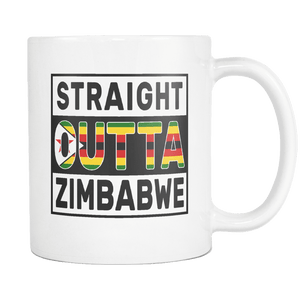 RobustCreative-Straight Outta Zimbabwe - Zimbabwean Flag 11oz Funny White Coffee Mug - Independence Day Family Heritage - Women Men Friends Gift - Both Sides Printed (Distressed)