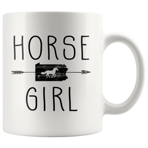 RobustCreative-Pennsylvania Horse Girl Gifts Pennsylvanian Shape Country for women - 11oz White Mug Riding Lover Gift Idea