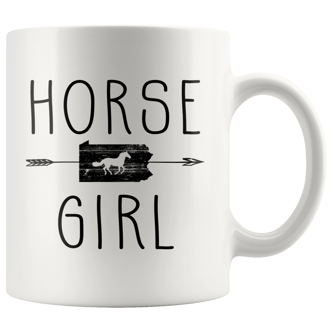 RobustCreative-Pennsylvania Horse Girl Gifts Pennsylvanian Shape Country for women - 11oz White Mug Riding Lover Gift Idea