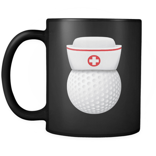 RobustCreative-Mom Nurse Golf Player Wife - National Nurses Week Black 11oz Funny Coffee Mug - Nursing Angel Healthcare - Women Men Friends Gift - Both Sides Printed (Distressed)