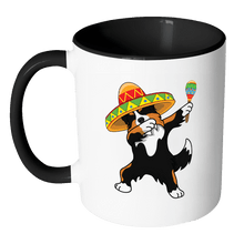 Load image into Gallery viewer, RobustCreative-Dabbing Australian Shepherd Dog in Sombrero - Cinco De Mayo Mexican Fiesta - Dab Dance Mexico Party - 11oz Black &amp; White Funny Coffee Mug Women Men Friends Gift ~ Both Sides Printed
