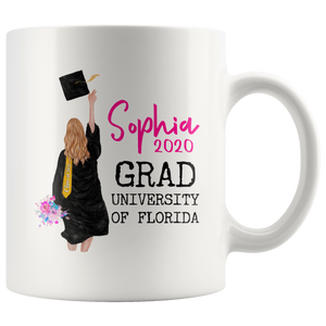 RobustCreative-Custom Graduation Gifts, 11oz Coffee Mugs for Women - Choose Hair, Skin Color - Personalized Graduation Mug w Names & Text Options for Graduates, High School, College, Class of 2020
