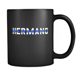 RobustCreative-Police Officer Hermano patriotic Trooper Cop Thin Blue Line  Law Enforcement Officer 11oz Black Coffee Mug ~ Both Sides Printed