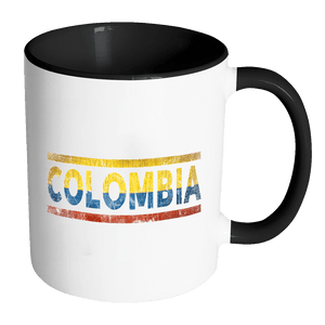 RobustCreative-Retro Vintage Flag Colombian Colombia 11oz Black & White Coffee Mug ~ Both Sides Printed