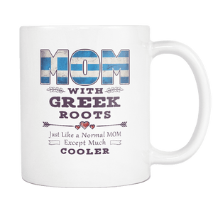 RobustCreative-Best Mom Ever with Greek Roots - Greece Flag 11oz Funny White Coffee Mug - Mothers Day Independence Day - Women Men Friends Gift - Both Sides Printed (Distressed)