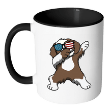 Load image into Gallery viewer, RobustCreative-Dabbing Shih Tzu Dog America Flag - Patriotic Merica Murica Pride - 4th of July USA Independence Day - 11oz Black &amp; White Funny Coffee Mug Women Men Friends Gift ~ Both Sides Printed
