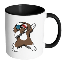Load image into Gallery viewer, RobustCreative-Dabbing Shih Tzu Dog America Flag - Patriotic Merica Murica Pride - 4th of July USA Independence Day - 11oz Black &amp; White Funny Coffee Mug Women Men Friends Gift ~ Both Sides Printed
