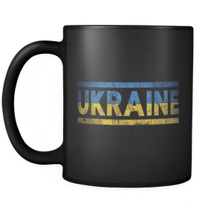 RobustCreative-Retro Vintage Flag Ukrainian Ukraine 11oz Black Coffee Mug ~ Both Sides Printed