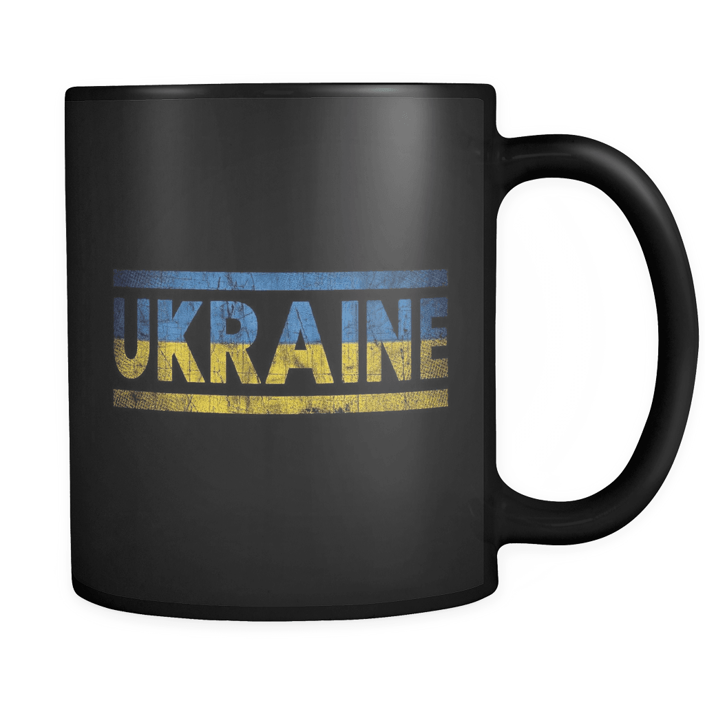 RobustCreative-Retro Vintage Flag Ukrainian Ukraine 11oz Black Coffee Mug ~ Both Sides Printed