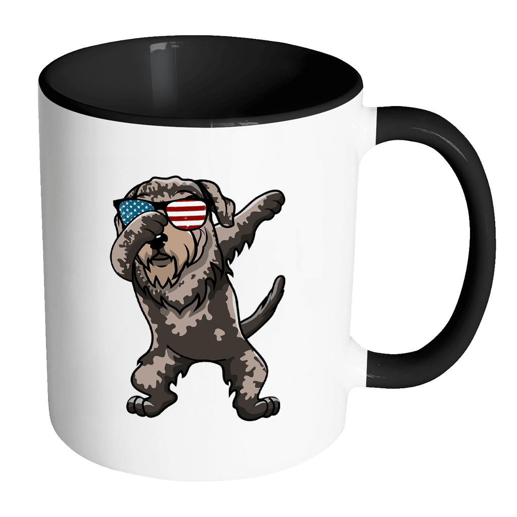 RobustCreative-Dabbing Irish Wolfhound Dog America Flag - Patriotic Merica Murica Pride - 4th of July USA Independence Day - 11oz Black & White Funny Coffee Mug Women Men Friends Gift ~ Both Sides Printed
