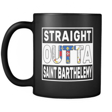 Load image into Gallery viewer, RobustCreative-Straight Outta Saint Barthelemy - Saint-Barth Flag 11oz Funny Black Coffee Mug - Independence Day Family Heritage - Women Men Friends Gift - Both Sides Printed (Distressed)

