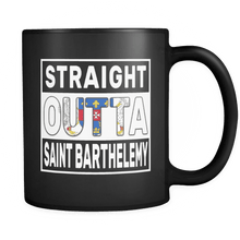 Load image into Gallery viewer, RobustCreative-Straight Outta Saint Barthelemy - Saint-Barth Flag 11oz Funny Black Coffee Mug - Independence Day Family Heritage - Women Men Friends Gift - Both Sides Printed (Distressed)
