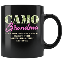 Load image into Gallery viewer, RobustCreative-Military Grandma Just Like Normal Camouflage Camo - Military Family 11oz Black Mug Deployed Duty Forces support troops CONUS Gift Idea - Both Sides Printed
