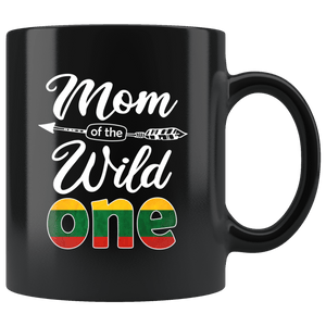 RobustCreative-Lithuanian Mom of the Wild One Birthday Lithuania Flag Black 11oz Mug Gift Idea