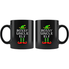 Load image into Gallery viewer, RobustCreative-Im The Bossy Uncle Elf Family Matching Outfits PJ - 11oz Black Mug Christmas group green pjs costume Gift Idea
